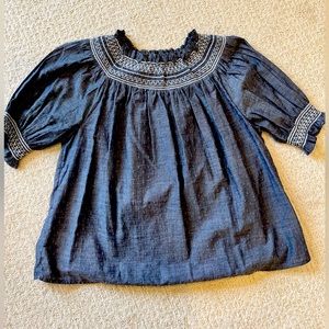 LOFT Peasant Style Chambray Blouse